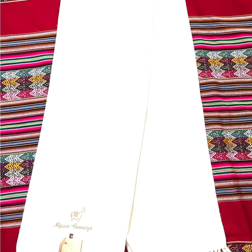 Alpaca Wool Cream Scarf Handmade in Peru
